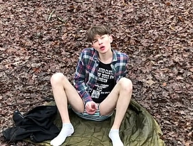 Extreme! Hottest Teen Masturbates His Big Dick Outdoors  Uncut   Perfect Dick Size   Sexy  Fit