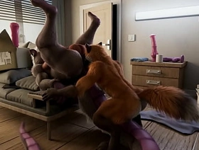 Fox rides his partner furry yiff