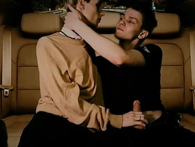 Hunk fucked in anal in the back seat of a car