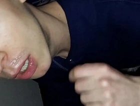 Young twink boy is serving up his mouth for a thick dick at a staircase while public cruising