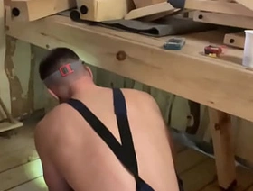 Russian WORKER gets horny at the construction site! Found a customer's SEX toy at work! Dirty fuckin